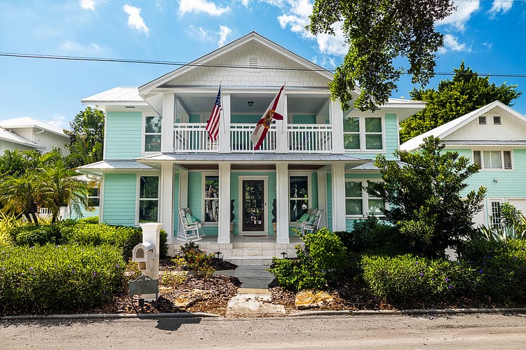 Higel House, Siesta Key Historic 1917 Higel House, a Colonial Revival home on Bayou Louise in Siesta Key